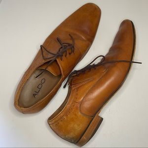 Aldo Leather Brown Square Toe Lace Up Dress Shoes